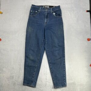 Levi's Silver Tab Mom Jeans Women's Blue Denim Pockets Stretch Zip Fly - 26